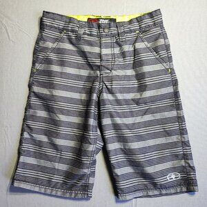 No Fear board short youth size 14 grey black stripes pattern
